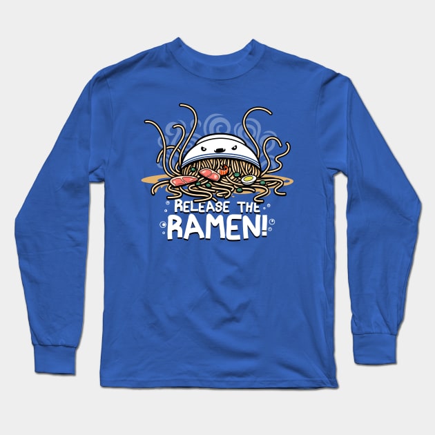 Release the Ramen Funny Cute Kawaii Kraken Japanese Ramen Foodie Meme Long Sleeve T-Shirt by BoggsNicolas